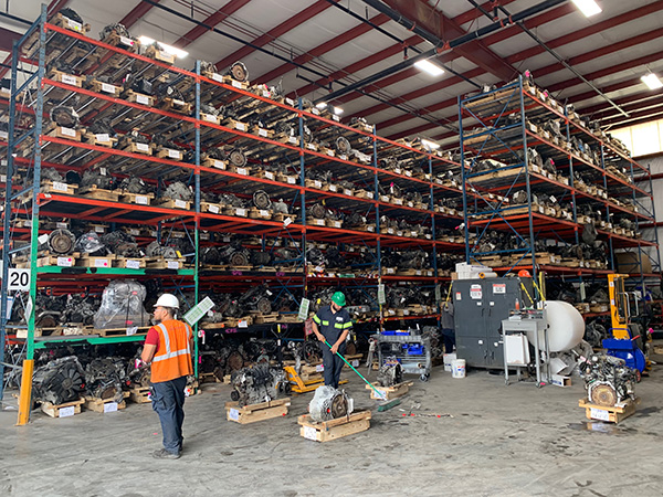 used auto parts on the shelf, ready to be sold from our warehouse