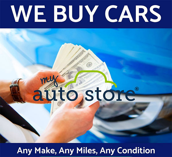 We Buy Cars banner -any make, any miles, any condition