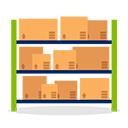 Warehouse shelves with inventory of used car parts