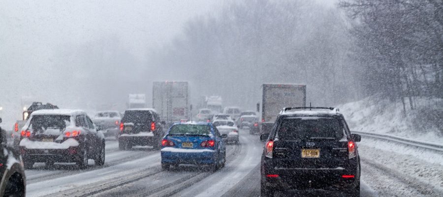 Drivers learning how to drive in snow